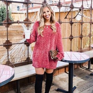 Red Dress Boutique Pink Chenille Sweater/Dress